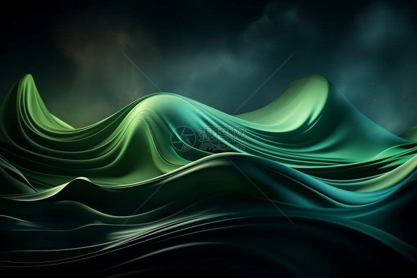 三维绿色波浪质感背景图片