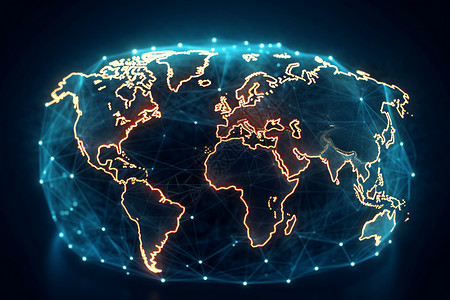 发光地图在线交易的全球影响力插画