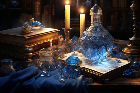 书籍上的蓝水晶背景图片