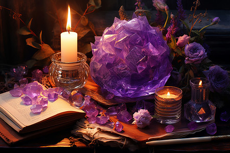 神奇的紫水晶簇背景图片