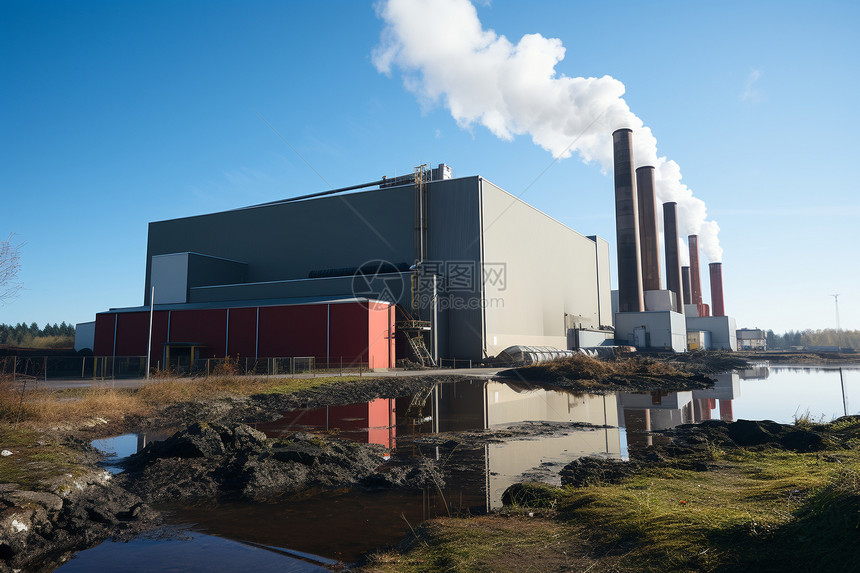 工业发电厂的排放管道图片