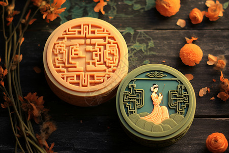 传统文化的中秋节月饼背景图片