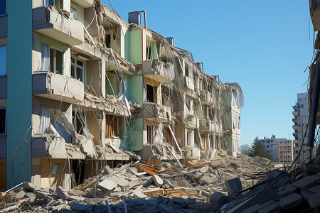 房屋建筑拆迁的废墟背景图片