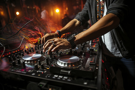 俱乐部的DJ打碟台背景图片