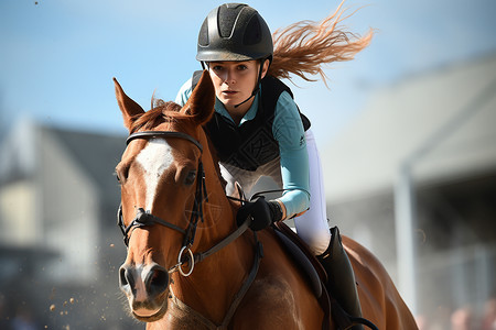 骑马运动员帅气骑马的年轻女性背景