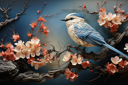 艺术美感花丛中的鸟类图片