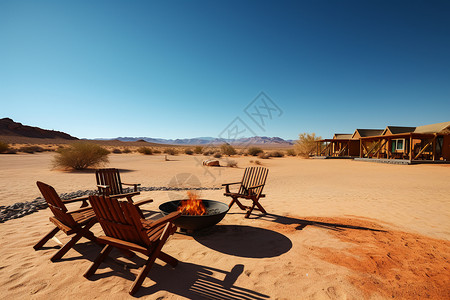 偏远地区的沙漠露营基地图片