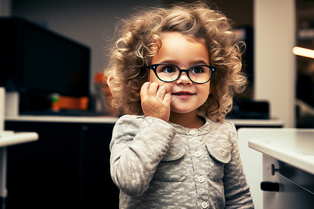 戴眼镜的小女孩图片