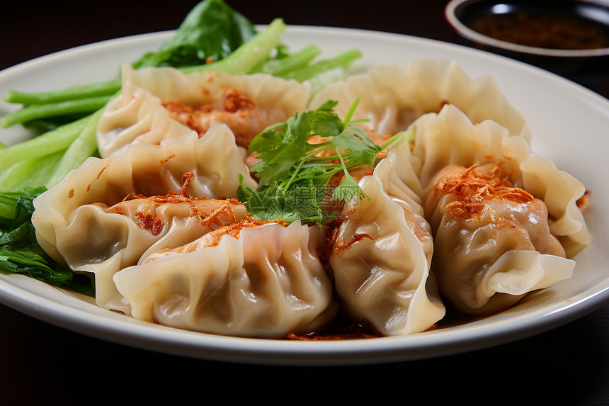 餐厅里开胃的饺子图片