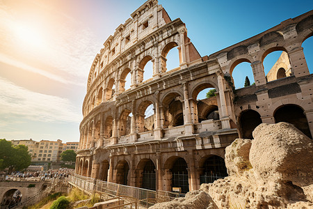 罗马剧院石头堆砌的古建筑背景