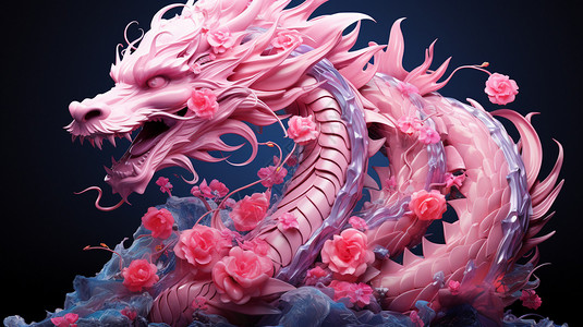 创意粉色系中国龙背景图片