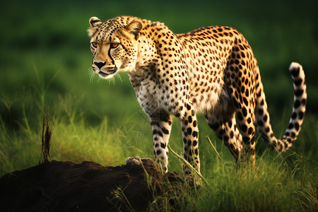 凶猛的猎豹捕食者绿色高清图片