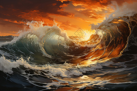 大海掀起的浪花图片
