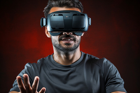 佩戴VR眼镜的男子背景图片