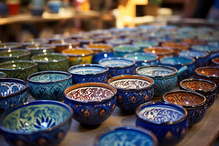 传统花纹的陶瓷碗背景图片