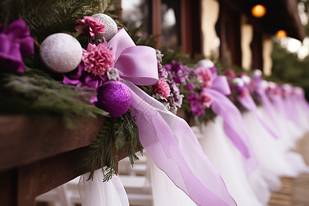 婚礼现场的鲜花装饰背景图片