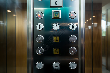 办公楼中的电梯按键高清图片