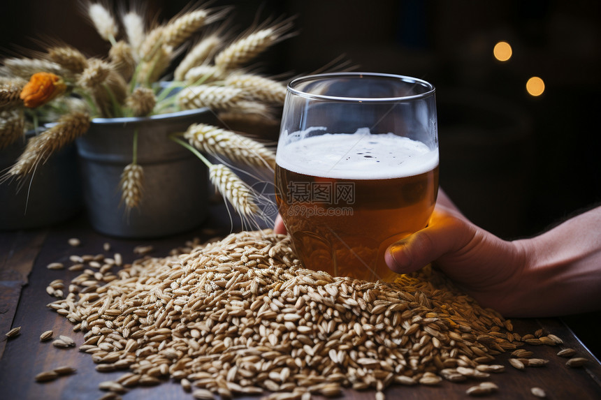 麦芽酿造的啤酒图片