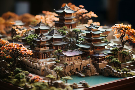 中国风古典黏土建筑背景图片