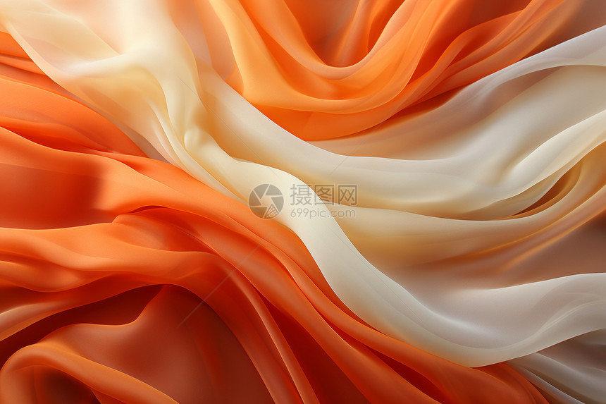 橙白无缝抽象丝绸背景图片