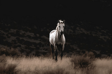放牧的白马图片