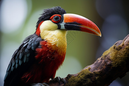 亚马逊树蟒树林里的巨嘴鸟背景