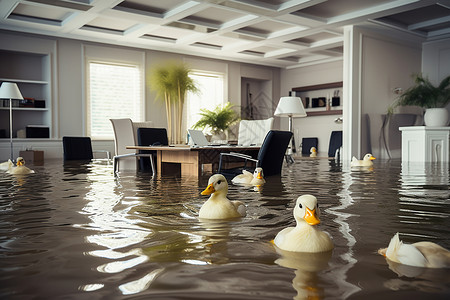 水淹办公室背景图片