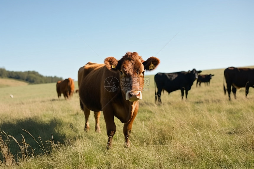 草地上的公牛图片