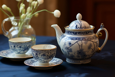 中式精致的陶瓷茶具图片