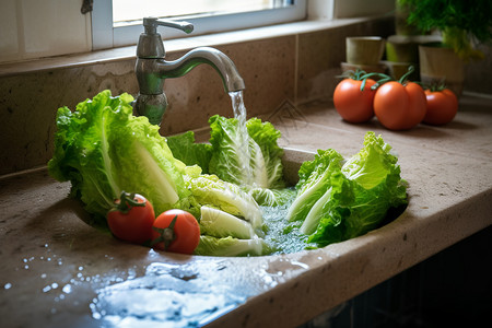洗涤蔬菜绿色洗涤高清图片