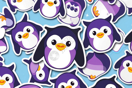 紫色卡通企鹅背景图片