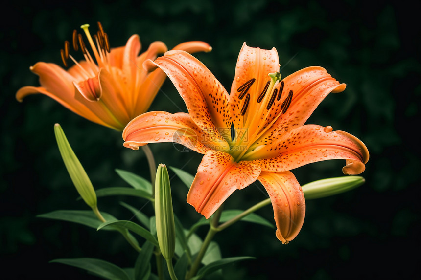 开花百合花卉图片