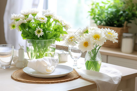 餐桌上的花朵图片