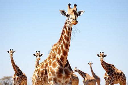 野生动物园中的长颈鹿背景图片