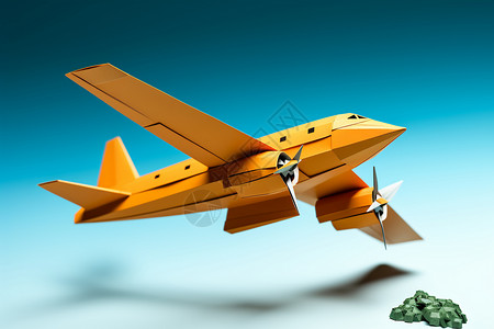 创意剪纸飞机模型背景图片