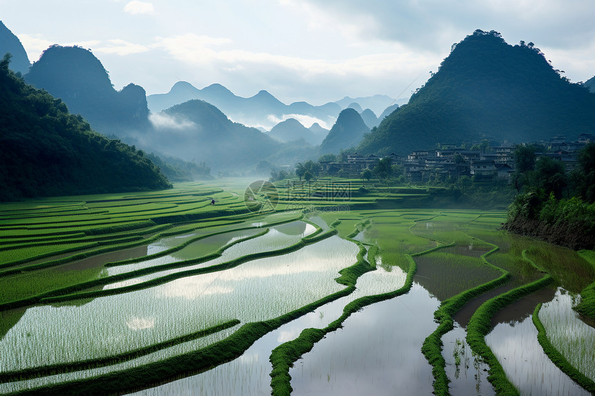 风景如画的稻田景观图片