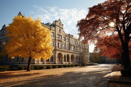 秋季优美的校园背景图片
