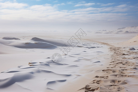 辽阔的雪后沙漠图片