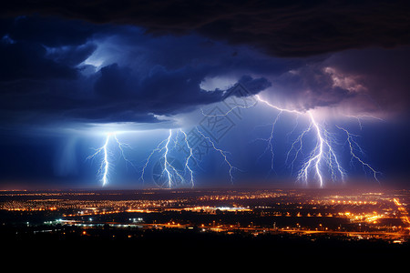 闪电照片素材城市上空的恶劣天气设计图片