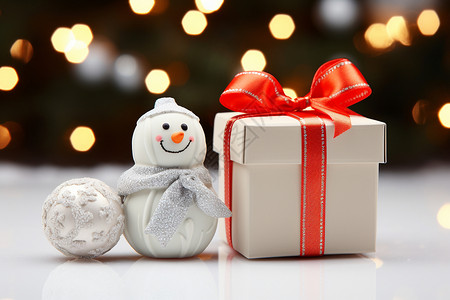 精美的圣诞节雪人礼物背景图片