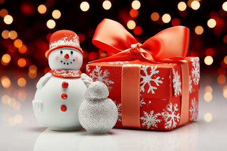 庆祝圣诞节的雪人礼物背景图片