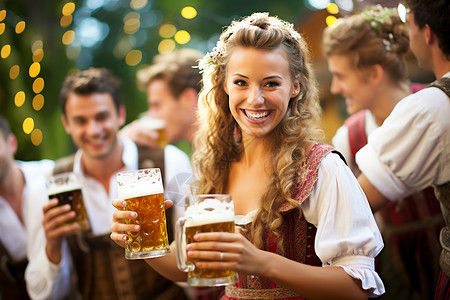 啤酒节上欢乐的女性图片