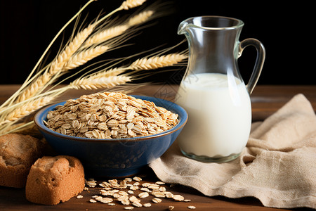印拜陀天然牛奶天然营养的麦片背景