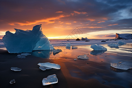 美丽的冰地融合早晨地高清图片