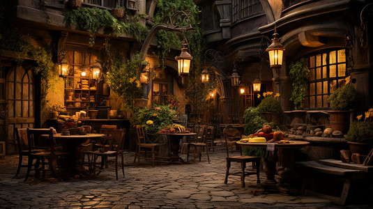 森林风的餐厅背景图片