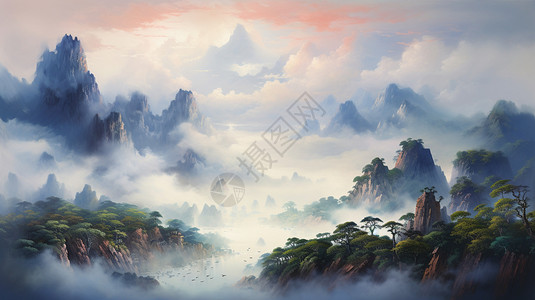 云雾间的山峰图片