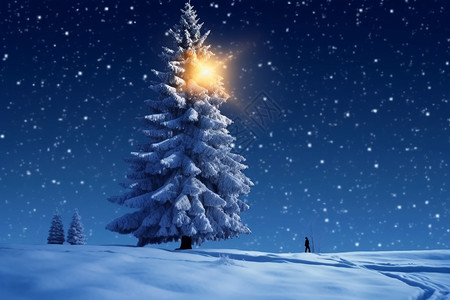冬季户外的圣诞树图片