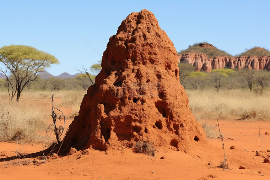 沙漠地区的白蚁丘图片