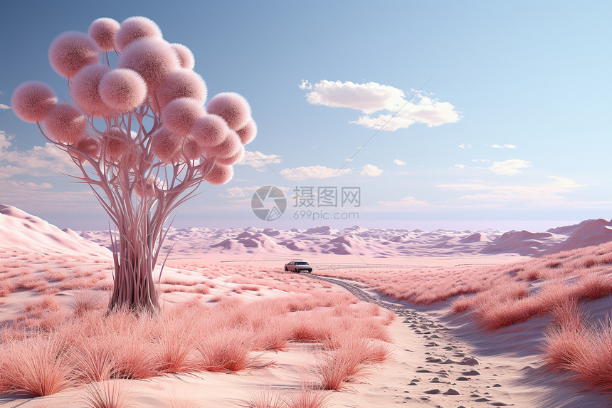 创意美感的粉色沙漠景观图片