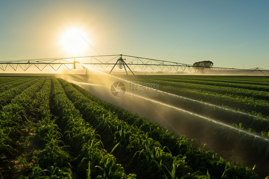 田野的自动化灌溉系统图片
